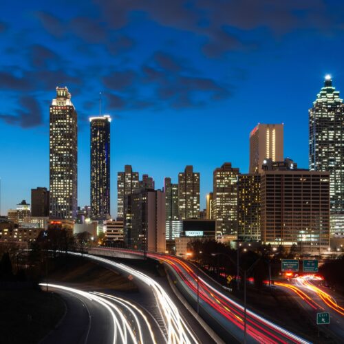 Atlanta city skyline at night