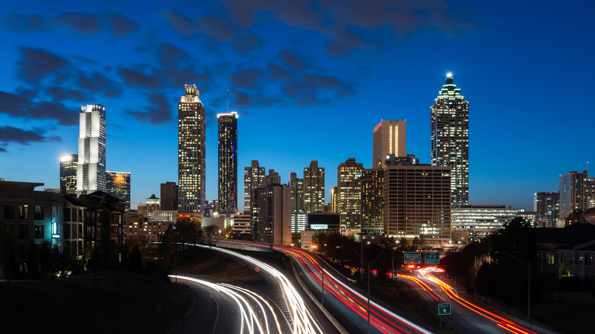 Atlanta city skyline at night