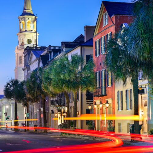 Charleston city at night