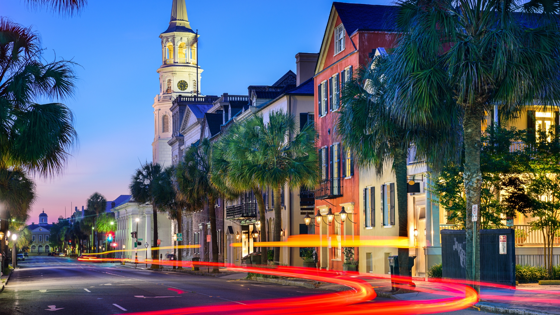 Charleston city at night