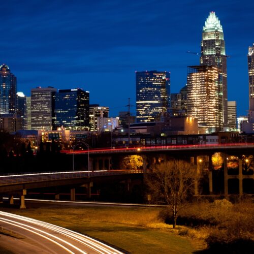 Charlotte city skyline at night