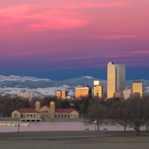 Denver skyline at dusk