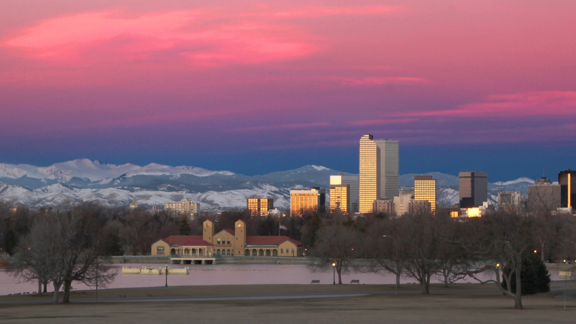 Denver skyline at dusk