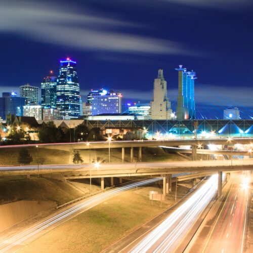 Kansas City cityscape at night