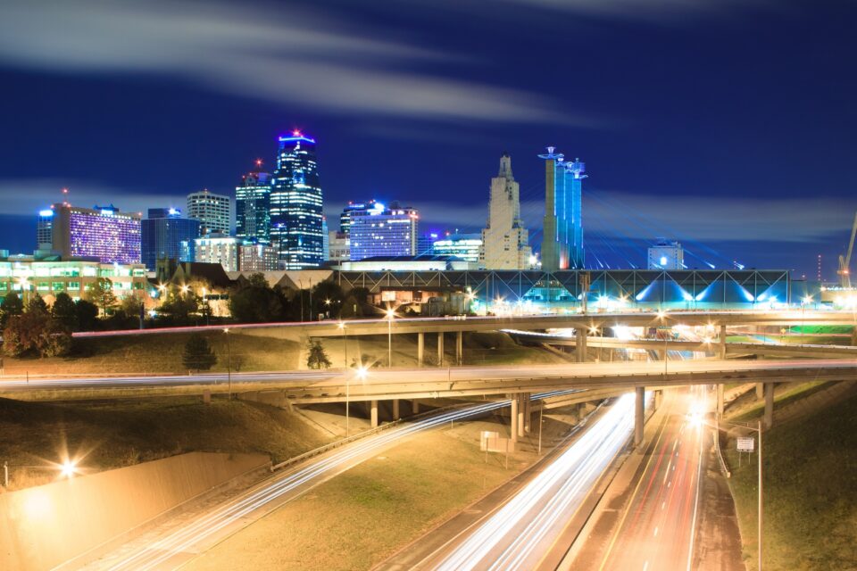 Kansas City cityscape at night