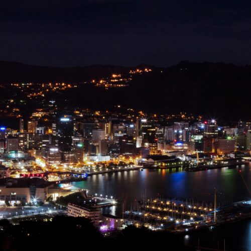 Wellington, New Zealand skyline at night
